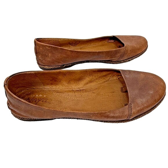 Naya Olympia Ballet Flats 8.5 Leather Slip On Comfort Arch Support Tan Shoe Boho - Picture 3 of 9